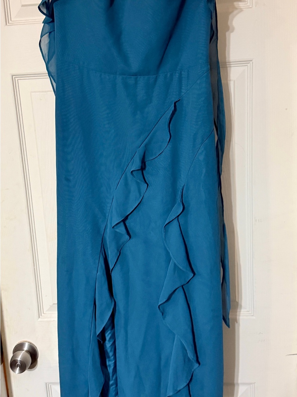 Barbie x Azazie Teal Maxi Dress with Ruffle Cascade